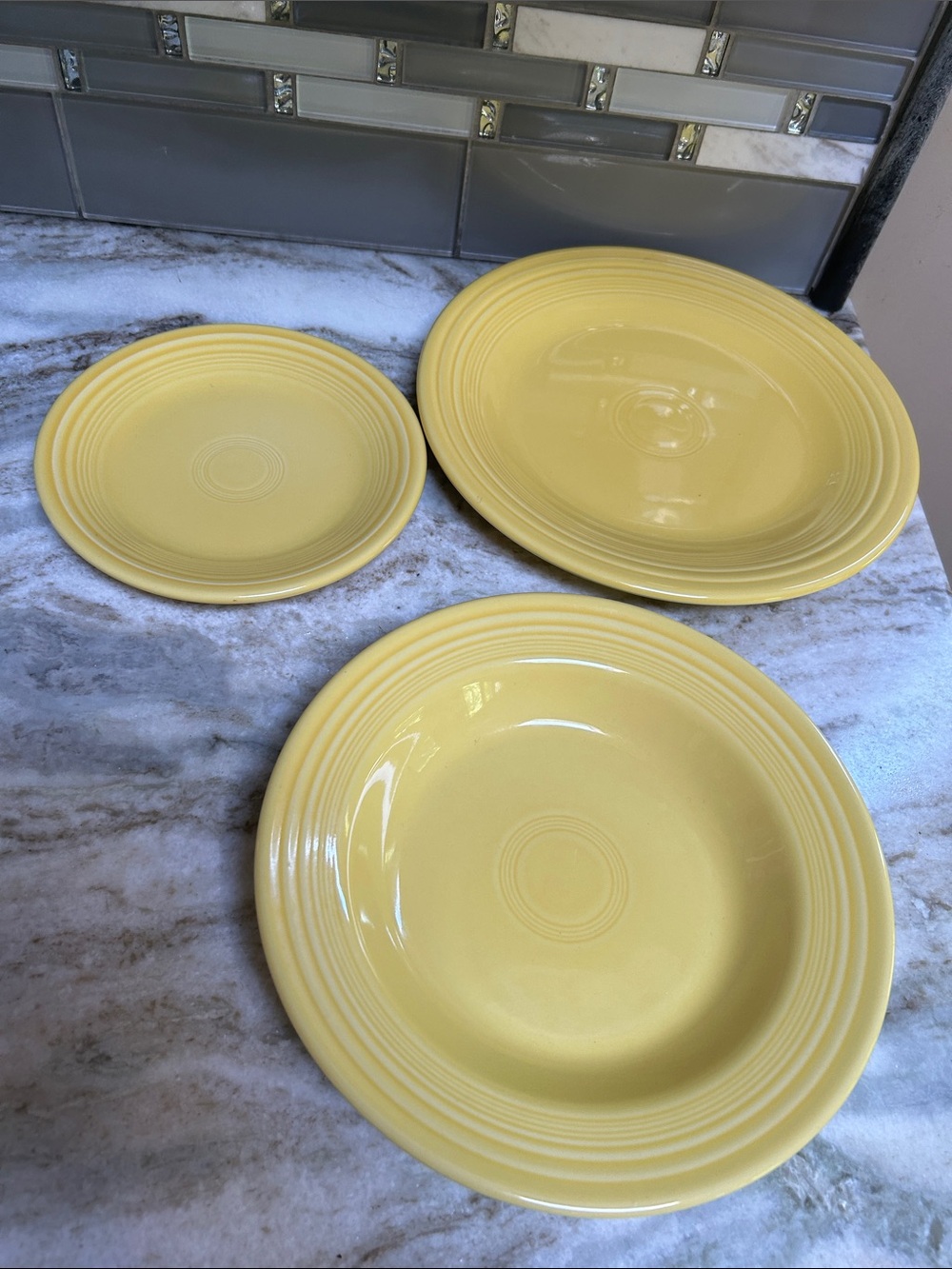 Fiesta Yellow Ceramic Dinnerware Trio dinner, salad, soup plates summer color